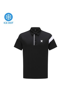 [ANEW GOLF] MEN ICE DOTS INCISION POINT SHORT T-SHIRT_BK_BLACK-a