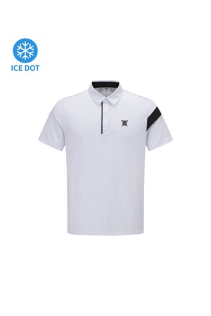 [ANEW GOLF] MEN ICE DOTS INCISION POINT SHORT T-SHIRT_WH_WHITE-a