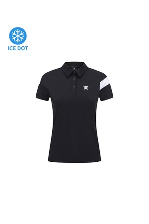 [ANEW GOLF] WOMEN ICE DOTS INCISION POINT SHORT T-SHIRT_BK_BLACK-a