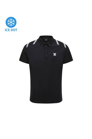 [ANEW GOLF] MEN ICE DOTS LOGO PATTERN SHORT T-SHIRT_BK_BLACK-a