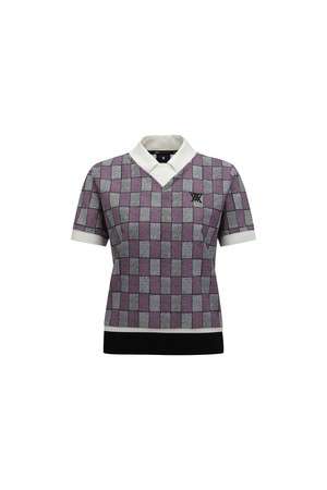 [ANEW GOLF] WOMEN PATTERN SHORT T-SHIRT_PI_PINK-a