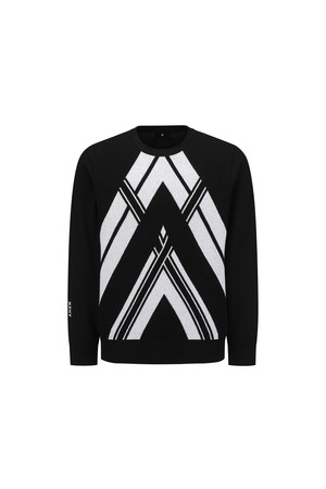 [ANEW GOLF] MEN LINE POINT ROUND SWEATER_BK_BLACK-a