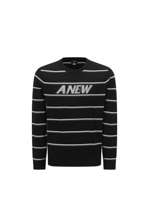 [ANEW GOLF] MEN STRIPE ROUND SWEATER_BK_BLACK-a