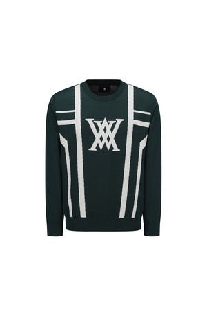 [ANEW GOLF] MEN LINE BLOCKED ROUND SWEATER_DN_GREEN-a