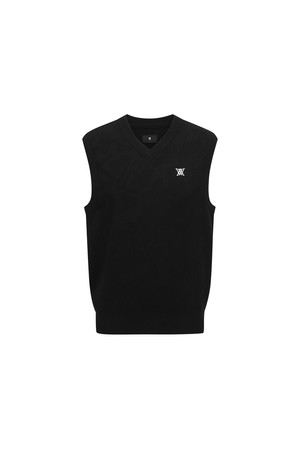 [ANEW GOLF] MEN CAMO JACQUARD KNIT VEST_BK_BLACK-a