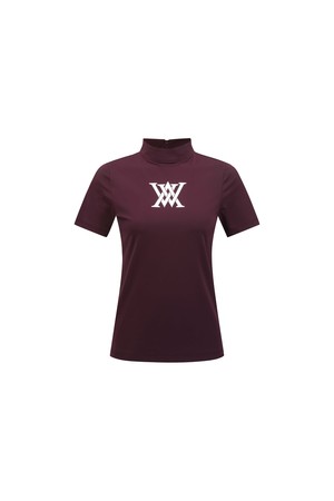 [ANEW GOLF] WOMEN BACK ZIP MOCK NECK T-SHIRT_WI_WINE-a