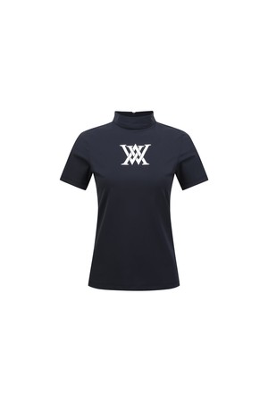[ANEW GOLF] WOMEN BACK ZIP MOCK NECK T-SHIRT_NA_NAVY-a