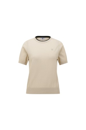 [ANEW GOLF] WOMEN SOLID SHORT SLEEVE SWEATER_BE_BEIGE-a
