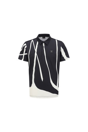 [ANEW GOLF] MEN CHECK SHORT T-SHIRT_BK_BLACK-a