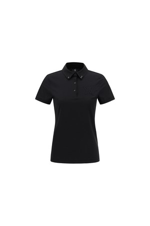 [ANEW GOLF] WOMEN COLLARED SHORT T-SHIRT_BK_BLACK-a