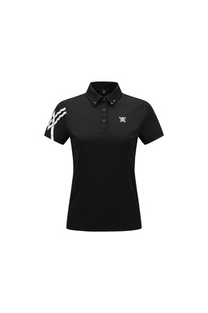 [ANEW GOLF] WOMEN SM LOGO POINT SHORT T-SHIRT_BK_BLACK-a