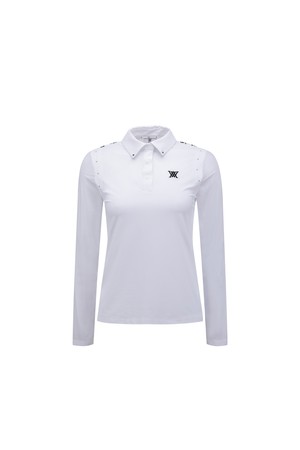 [ANEW GOLF] WOMEN SIGNATURE LOGO HYBRID LONG T-SHIRT_WH_WHITE-a