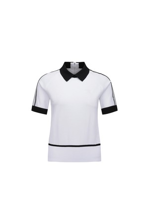 [ANEW GOLF] WOMEN MESH PATCH SHORT SLEEVE SWEATER_WH_WHITE-a