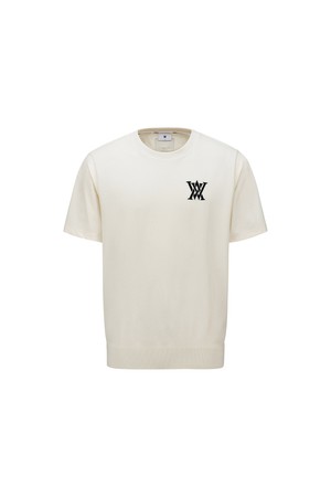 [ANEW GOLF] MEN ROUND SHORT SLEEVE SWEATER_IV_IVORY-a