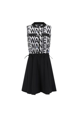 [ANEW GOLF] WOMEN LOGO PATTERN SLEEVELESS ONEPIECE_BK_BLACK-a