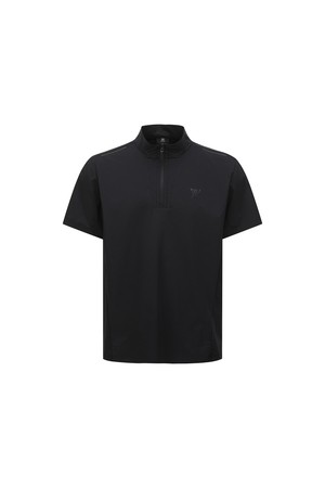 [ANEW GOLF] MEN BLACK FINISH HALF ZIP SHORT T-SHIRT_BK_BLACK-a