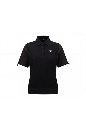 [ANEW GOLF] WOMEN CONTRAST SHORT SLEEVE SWEATER_BK_BLACK-a