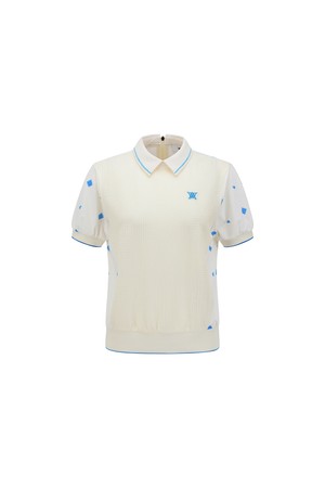 [ANEW GOLF] WOMEN SEASONAL PATTERN HALF ZIP T-SHIRT_IV_IVORY-a