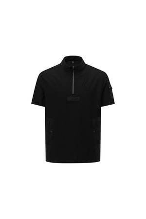[ANEW GOLF] MEN HALF ZIP SHORT T-SHIRT_BK_BLACK-a