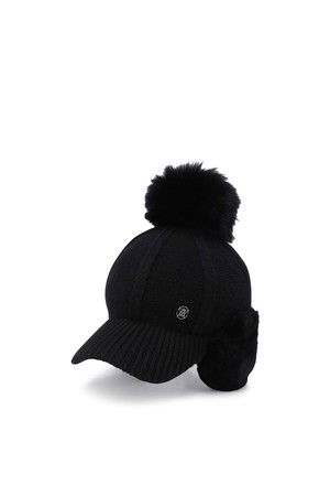 WOMEN LINE KNIT BALL CAP_BK