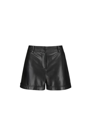 WOMEN FA FAUX LEATHER HALF PANTS_BK