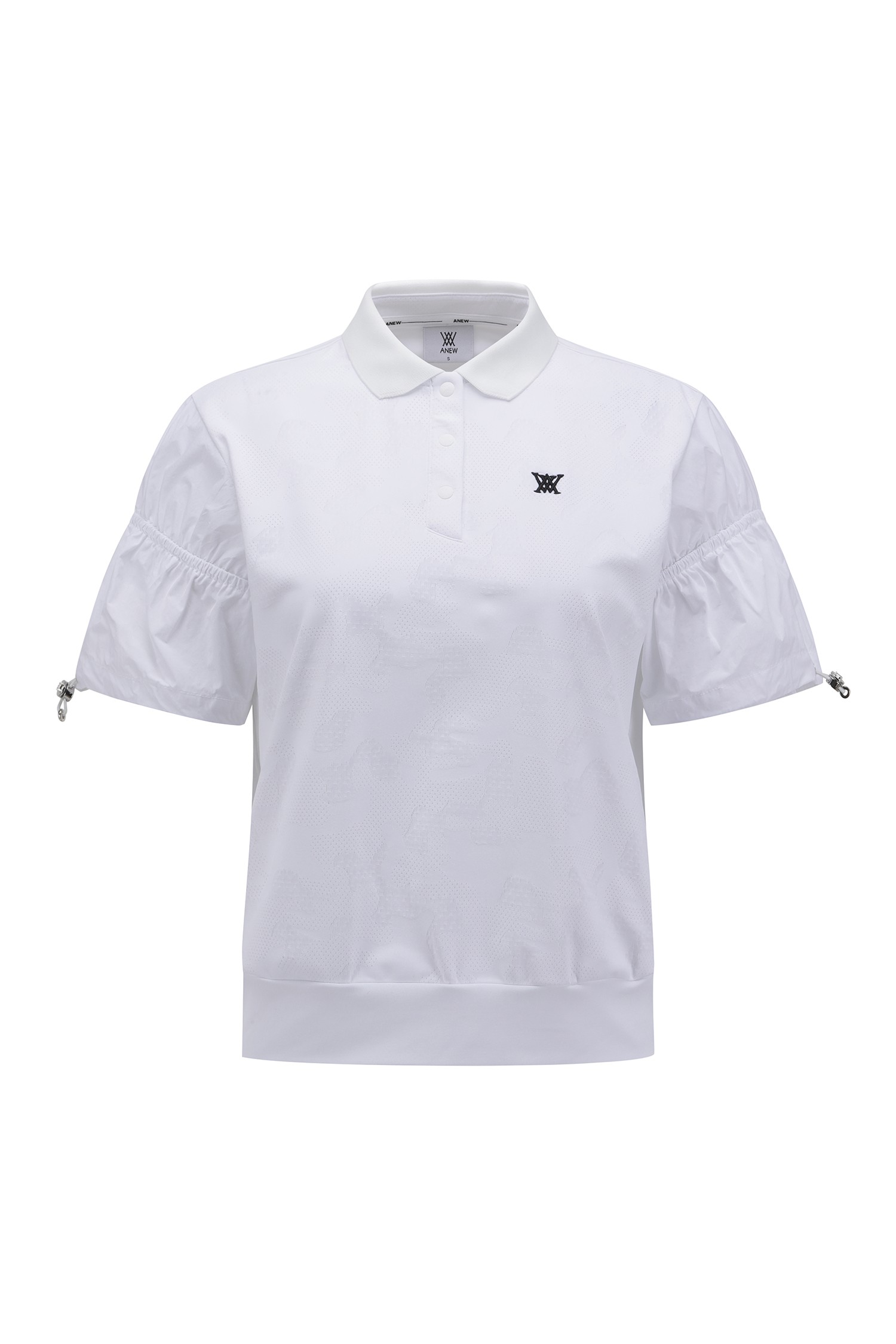 ANEW GOLF] WOMEN SM JACQUARD HYBRID SHORT T-SHIRT_WH_ANEW GOLF