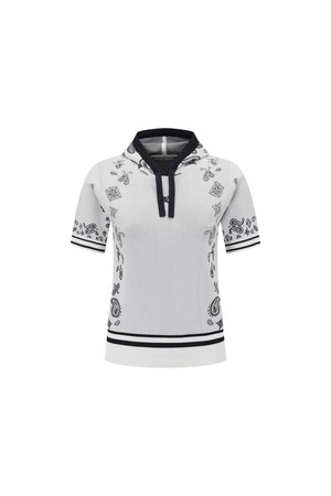 [ANEW GOLF] WOMEN PAISLEY HOODED SHORT SLEEVE SWEATER_WH_WHITE-a
