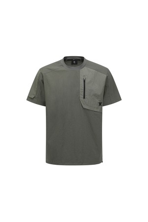 [ANEW GOLF] MEN WOVEN ROUND SHORT T-SHIRT_LK_KHAKI-a