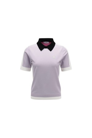 [ANEW GOLF] WOMEN CONTRAST COLLAR SWEATER_LV_PURPLE-a
