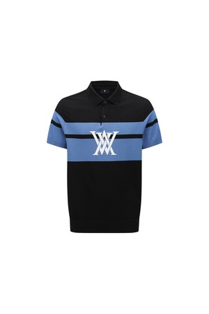 [ANEW GOLF] MEN ABSTRACT COLOR BLOCK SWEATER_BK