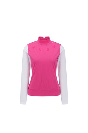 [ANEW GOLF] WOMEN MOCK NECK COOLING SLEEVE T-SHIRT_HP_PINK-a