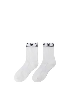 [ANEW GOLF] MEN STRIPE LOGO MIDDLE SOCKS_WH_WHITE-a