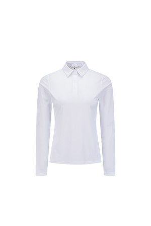 [ANEW GOLF] WOMEN SOLID LONG SLEEVE COLLAR T-SHIRT_WH_WHITE-a
