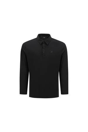 [ANEW GOLF] MEN SOLID LONG SLEEVE COLLAR T-SHIRT_BK_BLACK-a
