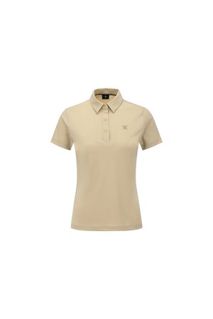 [ANEW GOLF] WOMEN SOLID SHORT SLEEVE COLLAR T-SHIRT_BE_BEIGE-a