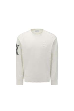 MEN SLEEVE BIG LOGO SWEATER_WHITE-a