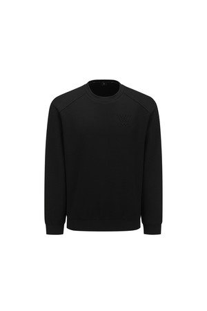 MEN LOGO JACQUARD HYBRID SWEATSHIRT_BLACK-a