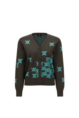 WOMEN LOGO SWEATER CARDIGAN_KHAKI-a