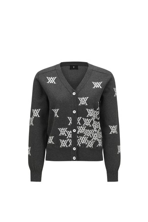 WOMEN LOGO SWEATER CARDIGAN_GREY-a