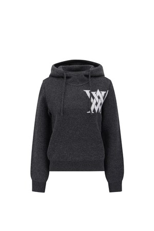 WOMEN CASHMERE BLEND HOODIE SWEATER_GREY-a