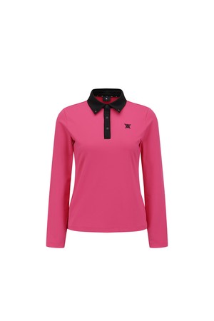WOMEN CONTRAST COLLAR T-SHIRT_PI_PINK-a
