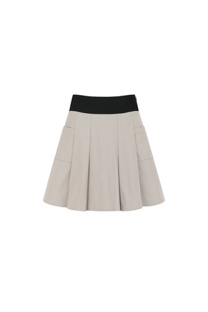 WOMEN BANDED FLARE SKIRT_LE_BEIGE-a