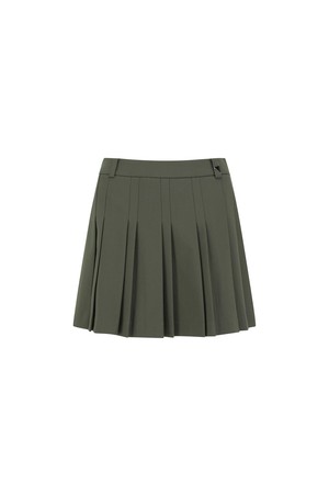 WOMEN PLEATED SKIRT_DK_KHAKI-a