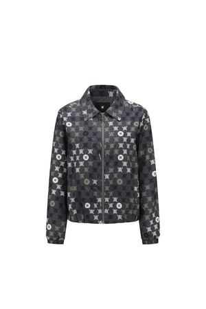 WOMEN LOGO PATTERN WIDE COLLAR JACKET_GR_GREY-a