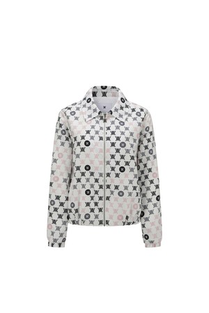 WOMEN LOGO PATTERN WIDE COLLAR JACKET_IV_IVORY-a
