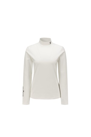 WOMEN BRUSHED FLEECE MOCK NECK BASELAYER_IVORY-a