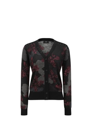 WOMEN FA FLOWER PATTERN KNIT CARDIGAN_BU_WINE-a