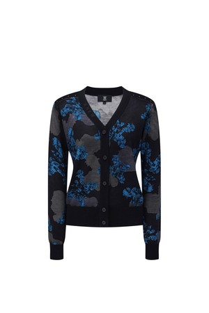 WOMEN FA FLOWER PATTERN KNIT CARDIGAN_BK_BLACK-a