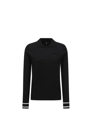 WOMEN FA LOGO PATTERN SWEATER_BK_BLACK-a