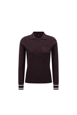 WOMEN FA LOGO PATTERN SWEATER_BU_WINE-a